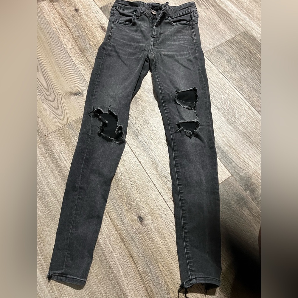 American Eagle Outfitters Black Distressed Skinny Jeans